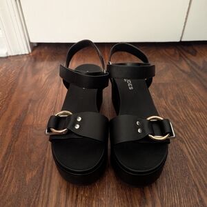 Black Platform Wedge Sandals